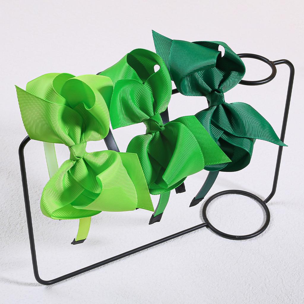 3pcs 3''4''5''Ribbon Hair Bows Headbands for Girls ST'patrick's Day Headband Green Colors Hairbands for Party Hair Accessories