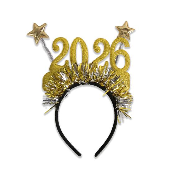 2026 Nyttårsfest Briller Lett Rød Glitter Brilleinnfatning med Snøfnugg Kristtorn Dekorasjon Festlig Paljett Hårbøyle