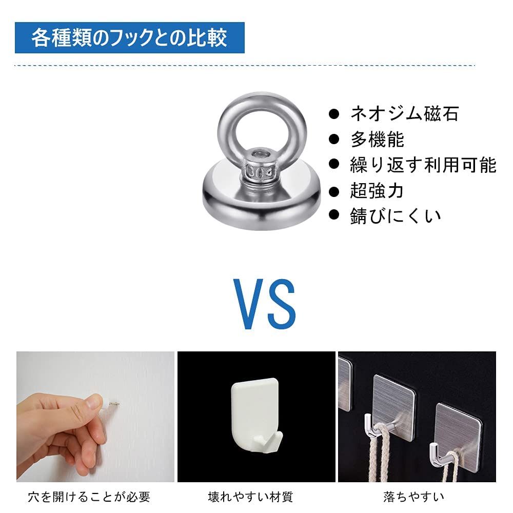 MAGHUNT Magnetic Hooks, 90mm Diameter, Stainless Steel, Rust-Resistant, Wall-Mounted, for Kitchens, Classrooms, and Entryways