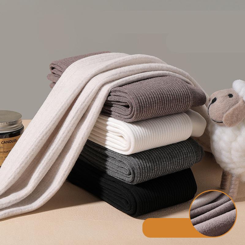 Autumn Winter Thin Vertical Girls Plush Warm Children's Bottom Socks Panties
