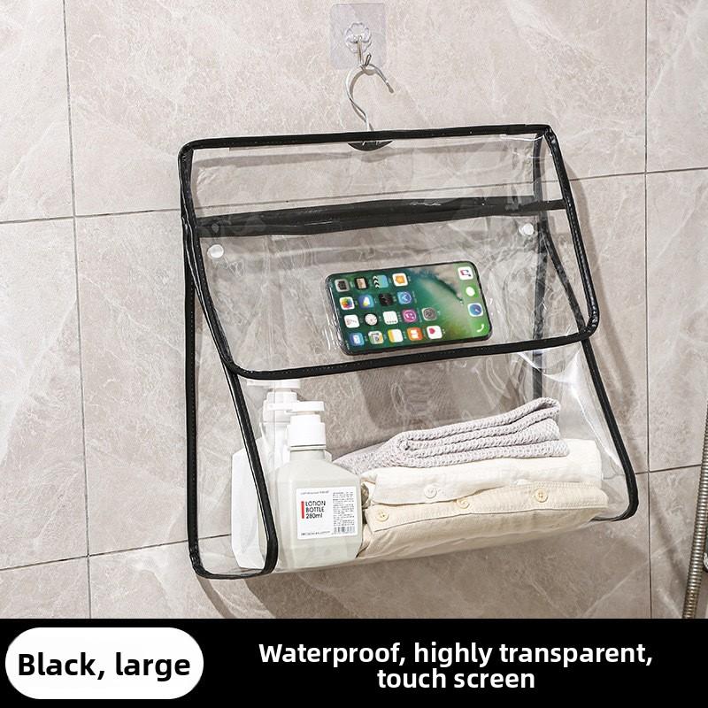

Bathroom Waterproof Hanging Bag, Bathroom Bath Clothes Storage Bag, Wall-mounted Storage Bag, Transparent Hanging Bag чёрный