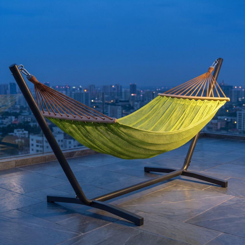 Ice Silk Mesh Camping Mesh Hammock Curved Rod Hanging Swing Outdoor Swing Hammock Balcony