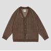 Unisex Retro V-Neck Maillard Stripe Cardigan Sweater for Kids