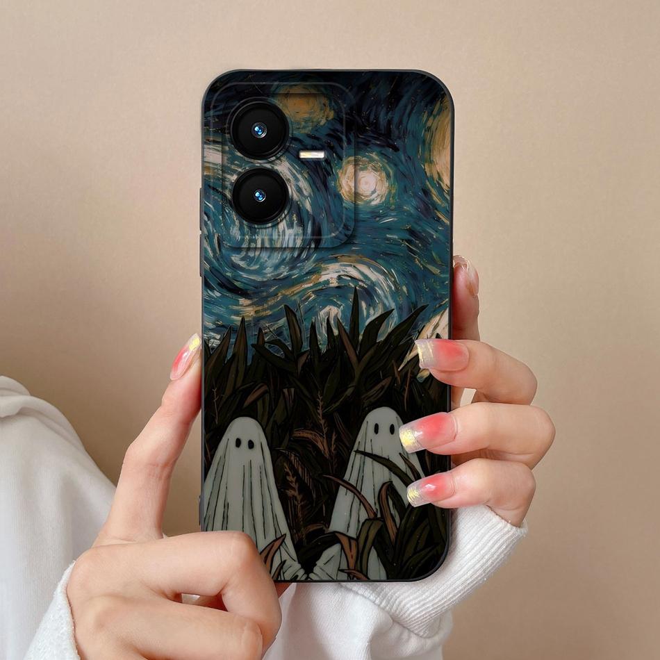 Case For Vivo Y22 Y22S Cover Camera Lens Protector For Vivo Y 22 Soft Liquid Silicone Cartoon Phone Back Covers For Women Man