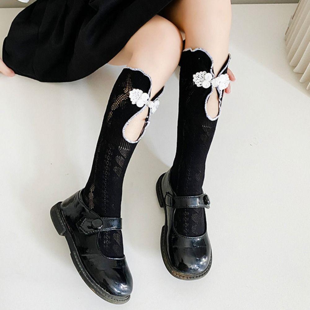 Breathable Mesh Kids Lolita Stockings Anicent Chinese Style Children Lace Socks Hollow Out Kids Jk Hosiery Spring