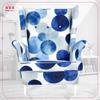 ARI PRINT Wing Chair with Footrest, Scandinavian Family Meble Blue Pas