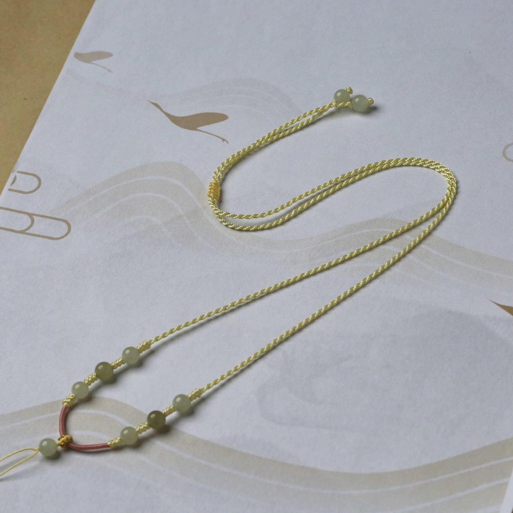 Elegantní ručně vyráběný nastavitelný náhrdelník s přívěskem z nefritu Hetian pro muže a ženy