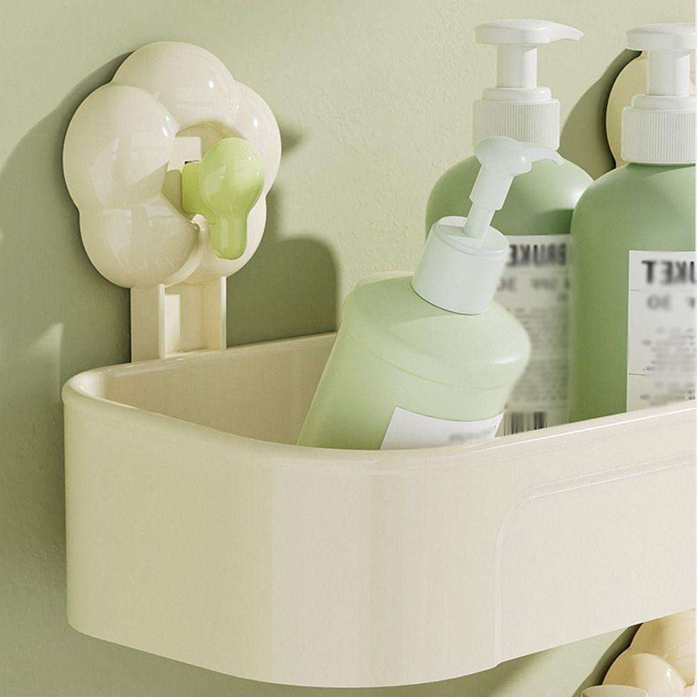 Simple Flower Suction Cup Shelf Cute Storage Organizer Rack Bathroom Storage Shelves  Kitchen