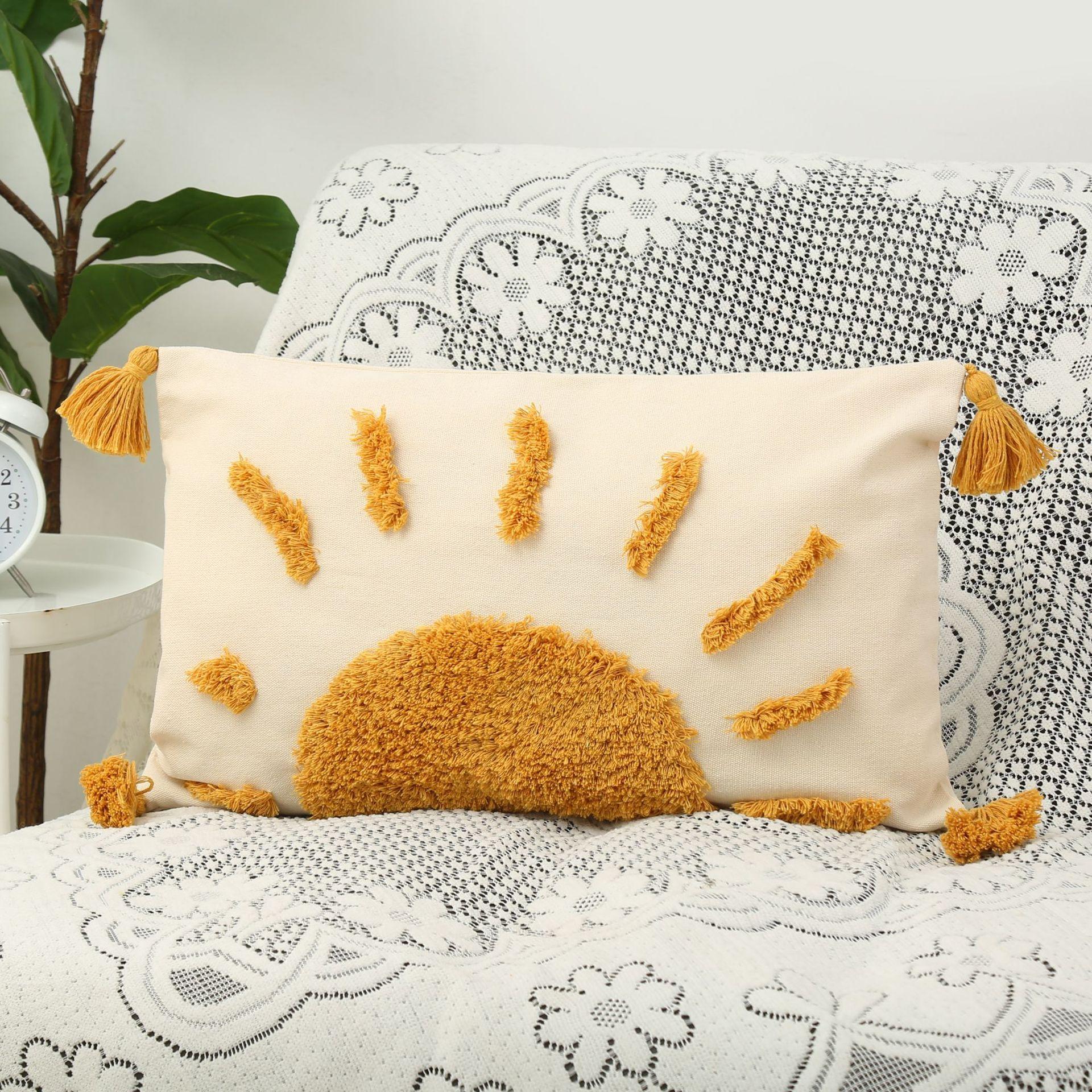 

Чехол на подушку с кисточками, Чехол на диванную подушку, Чехол на подушку для гостиной и спальни, Вышитая поясничная подушка, Подушка, Наволочка для подушки для головы Rising sun 30*50cm