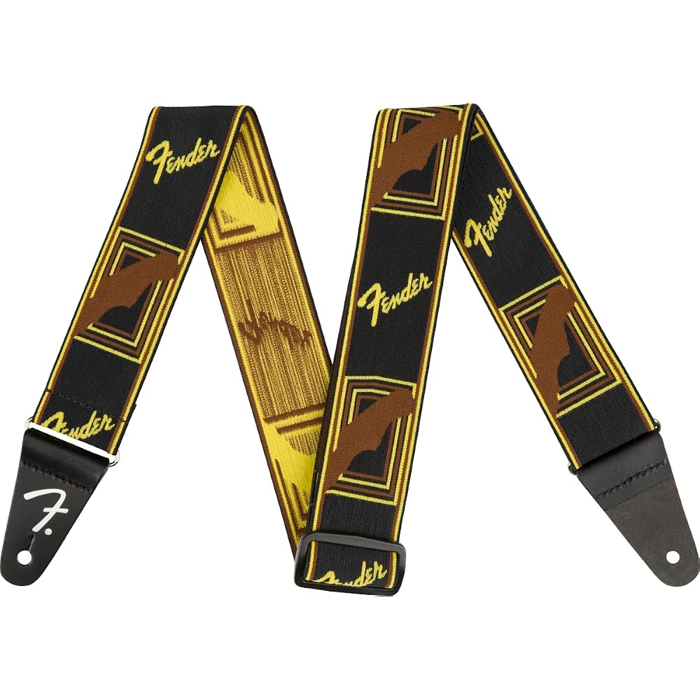 [Fender] Straps Weighless™ 2" Mono Strap, Black/Yellow/Brown