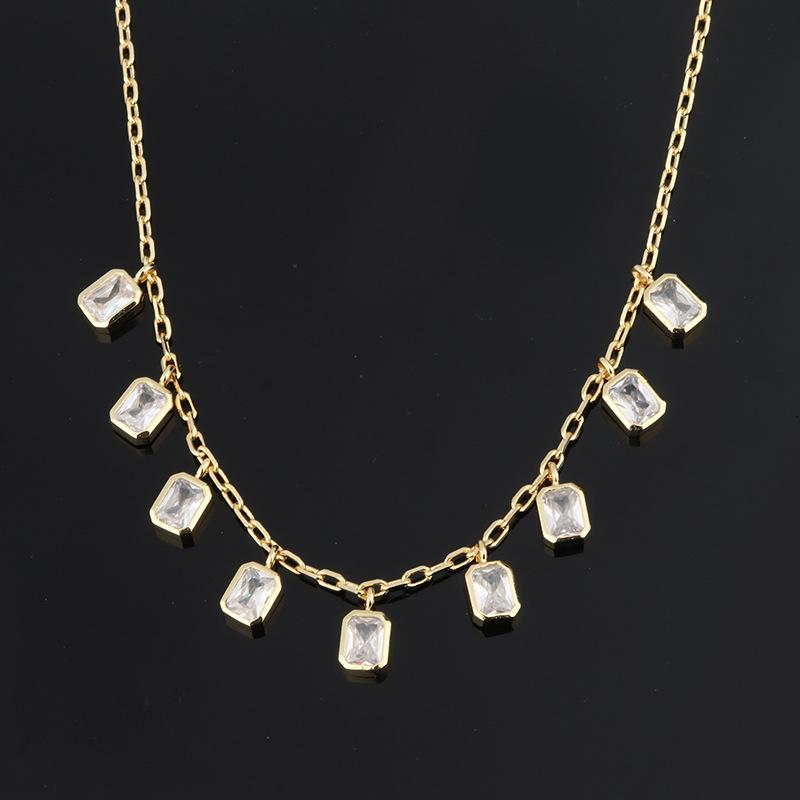 

Ювелирное колье Колье из витражного камня Сверкающее цветное циркониевое колье для ключицы