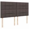Enjoy restful nights with this Ottoman bed with mattresses and LED lighting in dark brown 200x200 cm fabric
