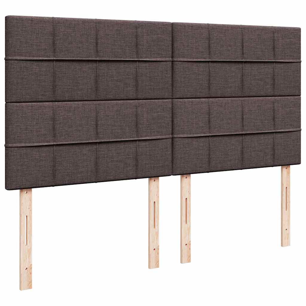 Enjoy restful nights with this Ottoman bed with mattresses and LED lighting in dark brown 200x200 cm fabric