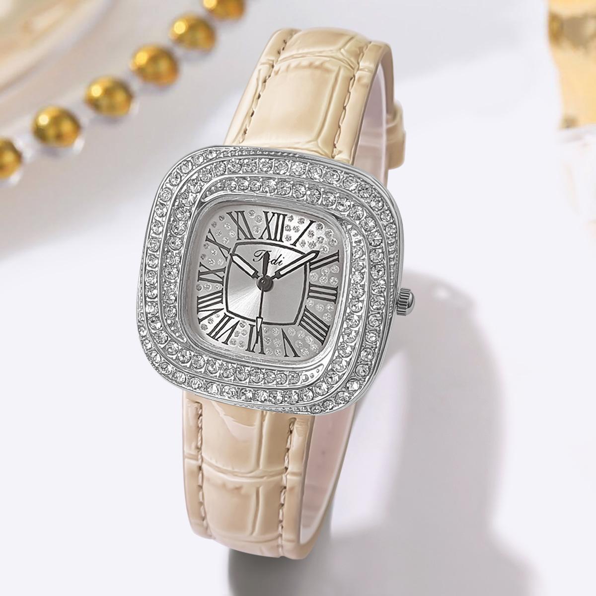 

Квадратные Минималистичные Часы с Бриллиантами и Кварцевым Механизмом, Роскошные Часы All Star, Женские Часы, Подарок type 3 бежевый