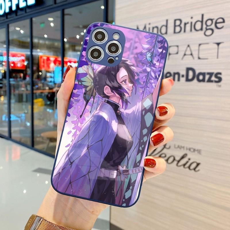 Carcasă de telefon drăguță Kochou Shinobu pentru iPhone 14 13 12 11 Pro Max X XR XS 8 7 Plus, din sticlă lichidă, colorată