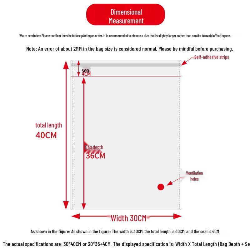 Transparent OPP Self-Adhesive Plastic Bag for Clothing & Jewelry - Thickened, Self-Sealing Packaging Bag