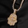 THE BLING KING Big Stone Eye Hamsa Hand Pendant Iced Out Baguettecz Cubic Zirconia  Luxury Necklace Hiphop Jewelry Party Gift