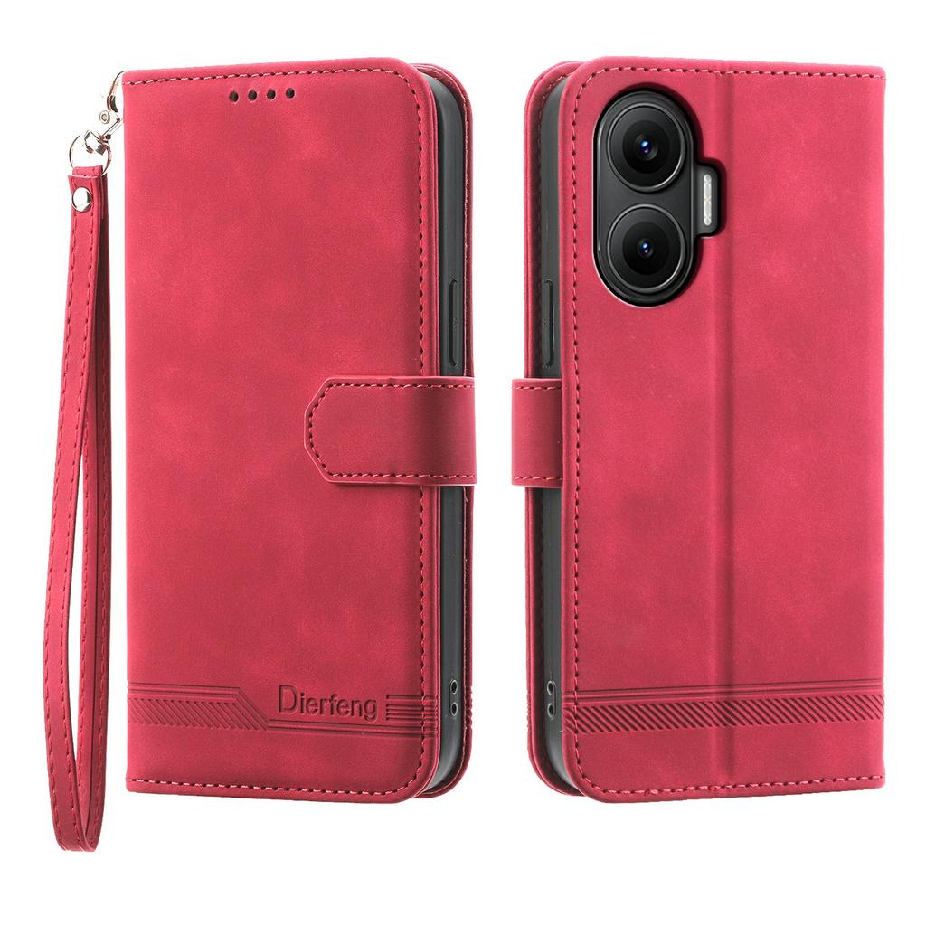 DIERFENG DF-03 For Xiaomi Poco F7 5G/Redmi Turbo 4 Pro 5G Case Lines Imprint Wallet Leather Phone Cover