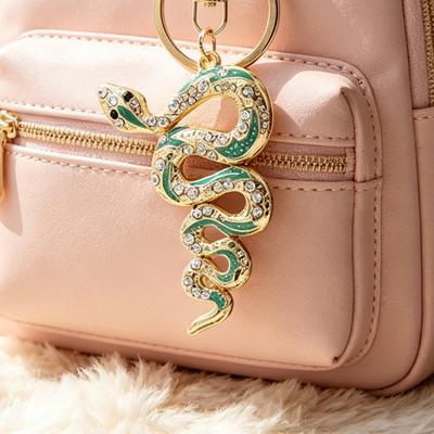 Keychain Pendant Sparkling Inlaid Rhinestones Snake Shape Zinc Alloy Key Chain Lightweight