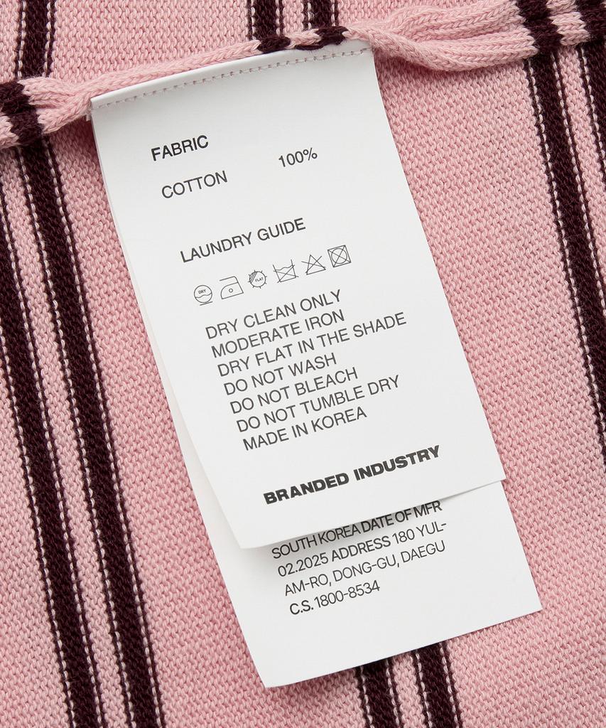 Beulaendideu Hard Twist Easy Polo Knit [Light Pink Stripe]