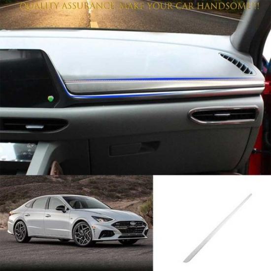 For Hyundai Sonata 2020-2023 Silver Steel Co-Pilot Console Dashboard Strip Trim