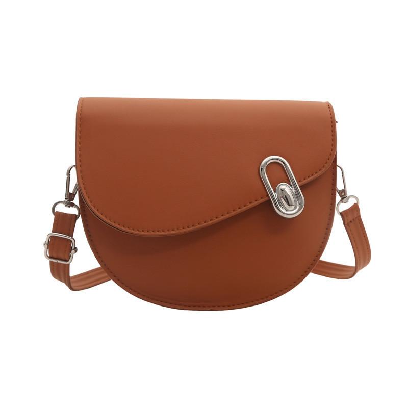 Retro Fashion Pu Leather Saddle Bag For Women 2024 Summer Versatile Shoulder Bag