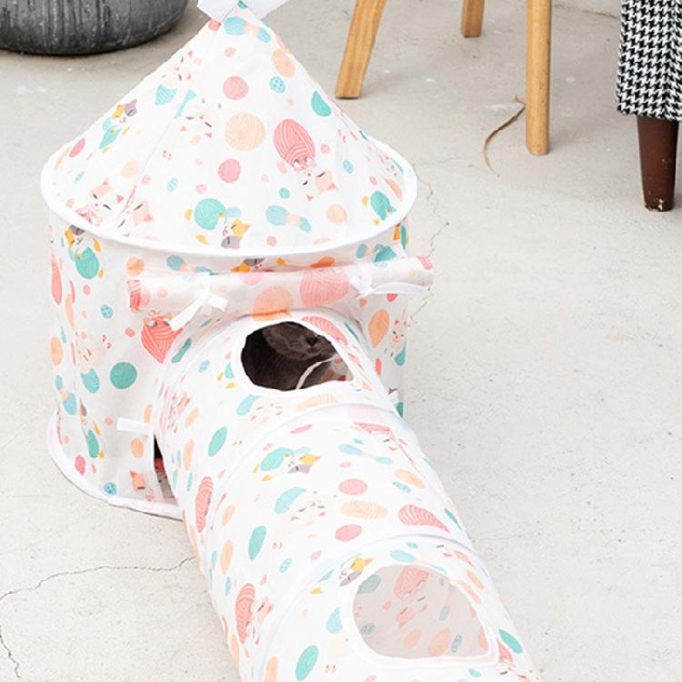 Katzen Spielzeug Tunnel Röhre Zusammenklappbares Zelt Versteck Haus Plüschball für Kaninchen