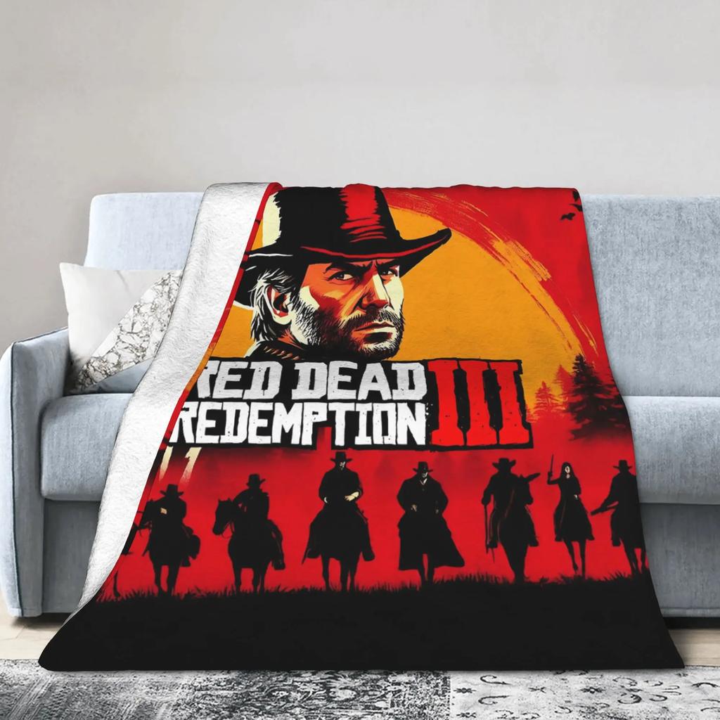 RDR Video Game Flannel Blanket Soft Winter Throw for Bedroom Sofa Bedspread Graphic Cover for Girls Boys