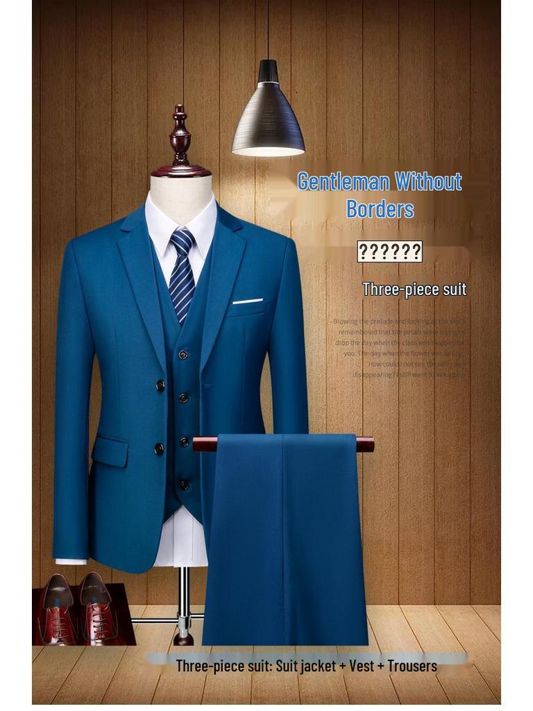 Men's Business Casual Red Three-Piece Suit Set 2024 - QT3002-533