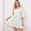 Women's Crew Neck Half Sleeve Mini Dress Loose Fit Sparkly Sequin Layered Party Short Dress