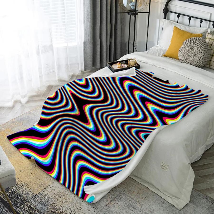 Trippy Colorful Pattern Microfiber Flannel Cover Blanket Bedroom Living Room Sofa Soft And Comfortable Home Decoration