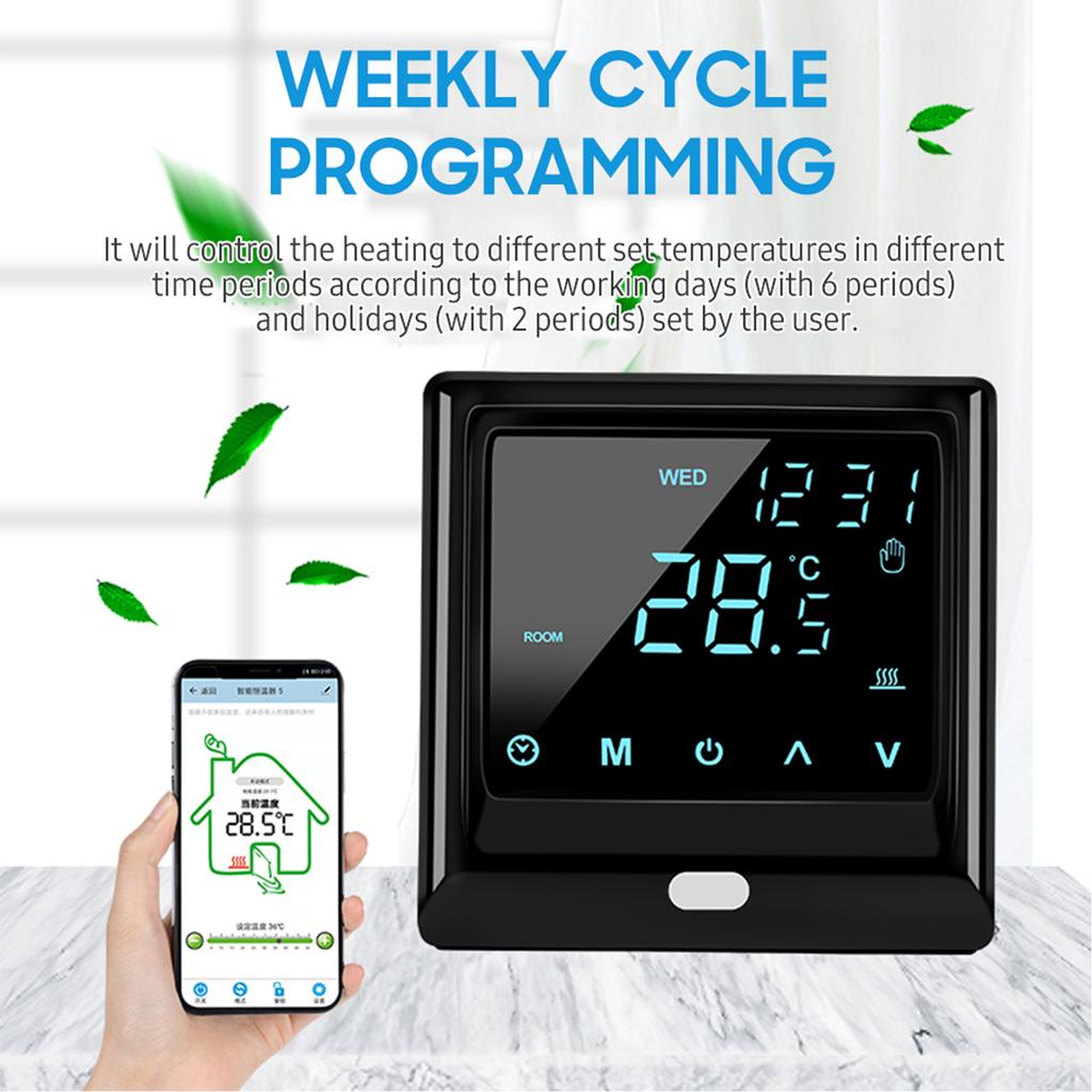 Wi-Fi Smart Thermostat 16A Digital Temperature Controller APP Remote Control Weekly Circulation Programmable Electric Underfloor Hting with Large LED 
