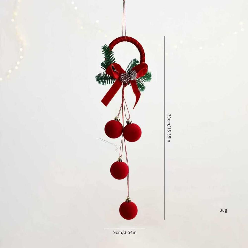 Christmas Flocked Bell Ornaments Set Nordic Style Cloth Hanging Decoration For Tree Or Window, Red Display Flocked Bell Decor