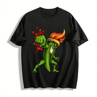 Boxing Chili Pepper Graphic Cool Casual Short Sleeve Tee Pure Cotton T-shirt