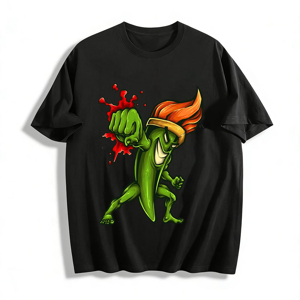

Boxing Chili Pepper Graphic Cool Casual Short Sleeve Tee Pure cotton T-shirt XXS