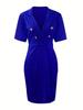 Frühling/Sommer 2026 Damen einfarbig zweireihig V-Ausschnitt Bodycon Anzugkleid