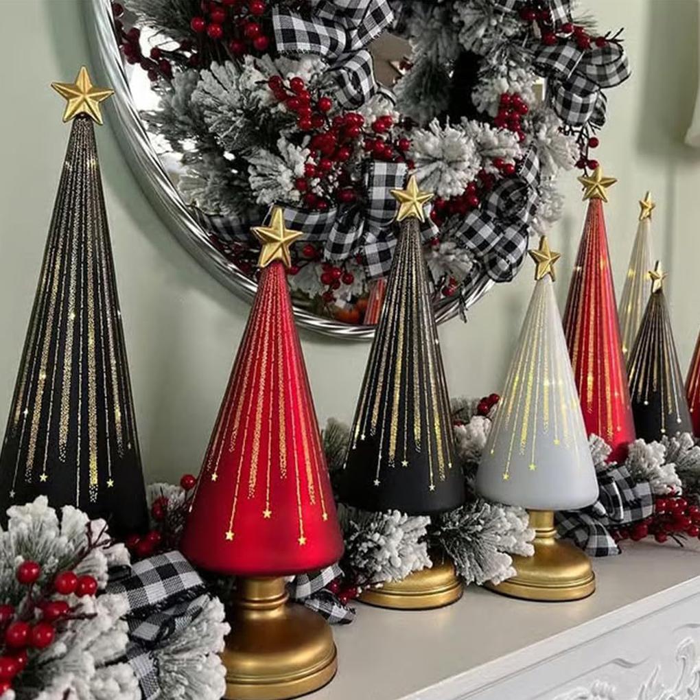 2025 3 SZT./ZESTAW Oświetlane Drzewko Dekoracje Świąteczne Drzewko Świąteczne na Blat Dekoracja Domu Dekoracje Imprezowe do Sypialni Salonu