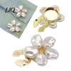 Metal Buttons for Personalized Clothing Pearl Flower Button Cover, Clip On Covers Women, Detachable Shirt Durable Fasteners Apparel Clips, White