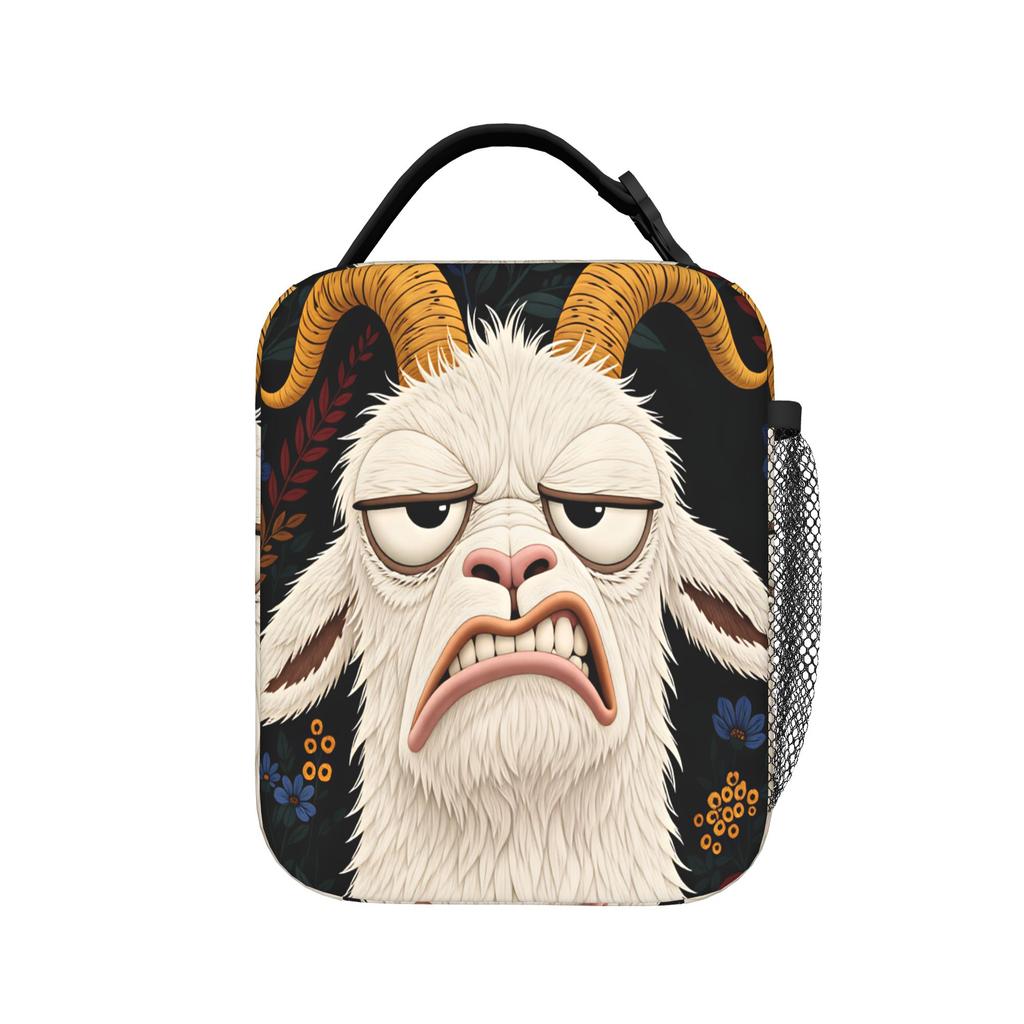 Screaming Goat Lunch Bag Travel Lunch Box For Unisex Funny Print Thermal Tote Handbags Oxford Portable Zipper Cooler Bag