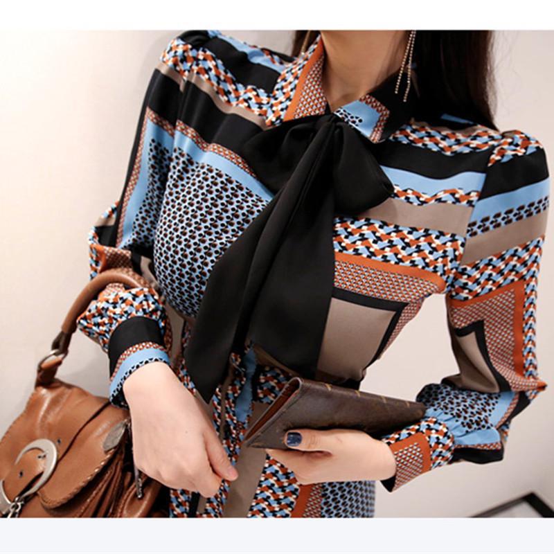 Vintage Print Shirt Dresses Women Elegant Single-Breasted Long Sleeve Lapel Belt Bow Long Robe