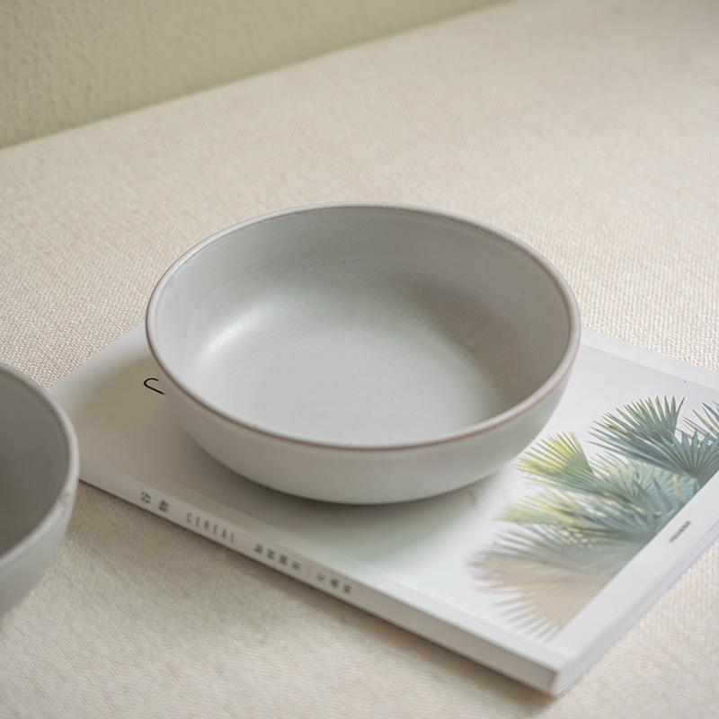 Simple Matte Ceramic Bowl Fruit Salad Bowl Household Creative With Soup Vegetable Bowl Solid Color Large Bowl Breakfast Noodle Bowl