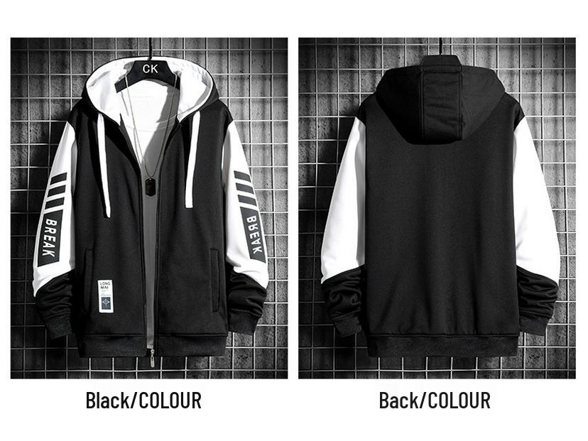 Herren Trendy Frühling Reißverschluss Hoodie: Leerer lässiger Kapuzenstrickjacke mit Gruppenlogo-Aufdruck