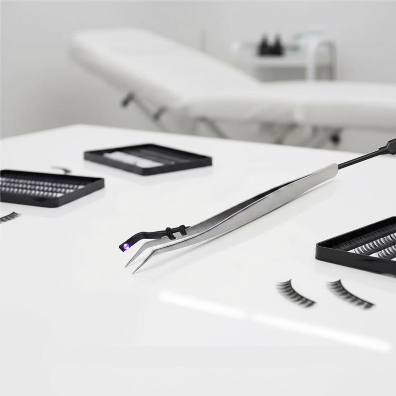 Thin UV Tweezer Lamp: Quick-Drying LED Strip for Beauty Lashes, with Purple Light and Foot Pedal for Eyelash Extension Curing