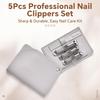 5-Piece Nail Clipper Set - Stainless Steel, Sharp & Durable Manicure Tools Nail Files Ear Pick With Storage Case For Fingernails
