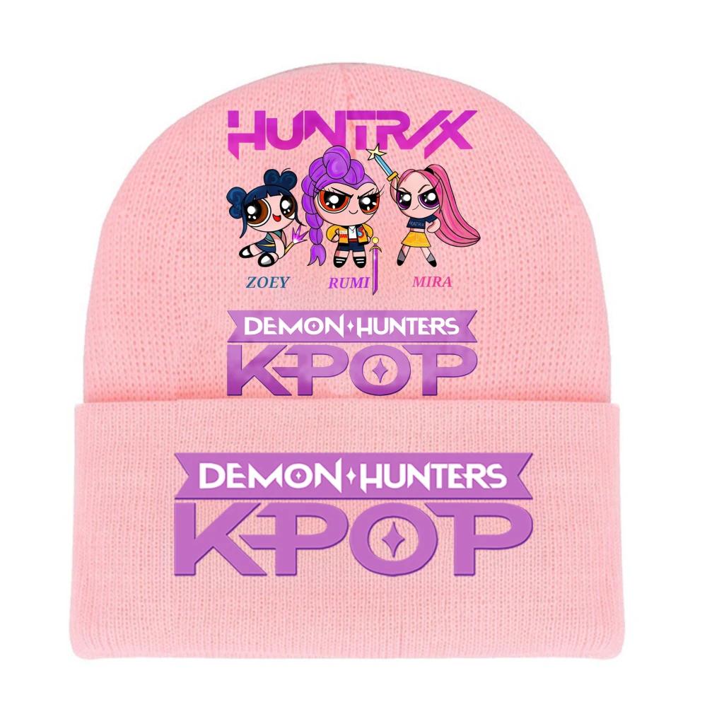 Kpop Demon Hunters HUNTRIX SAJABOYS Letter Printed Rolled-edge Woolen Knitted Cap Thickened Cold Season Adult Hat Fans Birth Date Present