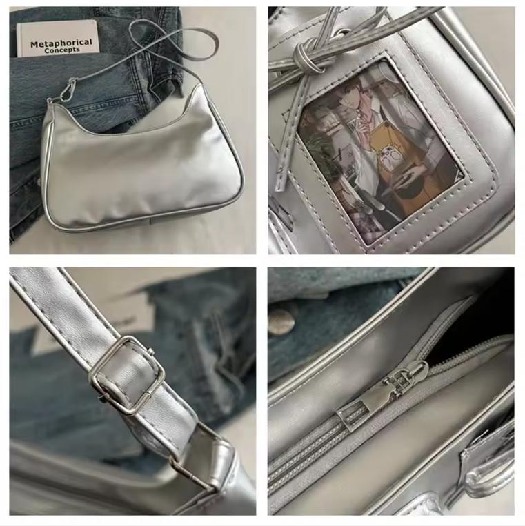 Y2k Korean Transparent Ita Bag Girls Sweet Lolita Jk Handbag Fashion School Crossbody Bag Harajuku Anime Badge Display Tote Bag