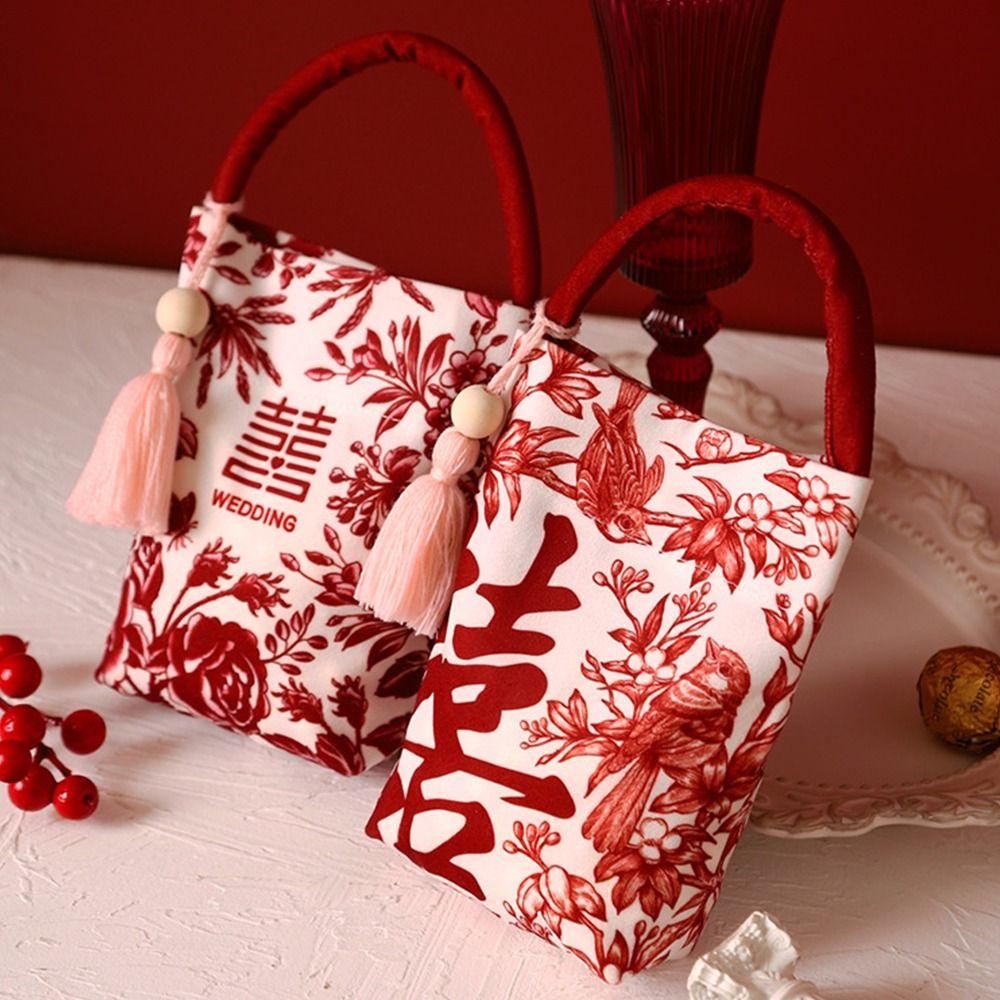 

2pcs Sugar Bag Red Style Gift Packaging Fashion Wedding Gift Bags Type B