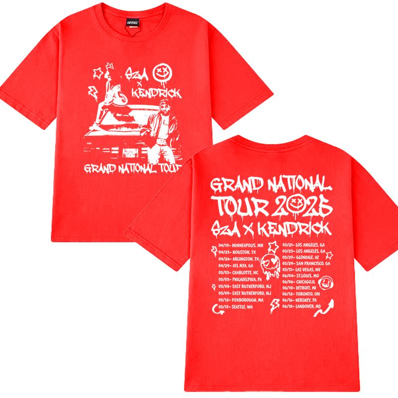 Nové Kendrick Lamar SZA Grand National Tour 2025 Tričko Pánské Dámské vintage Hip Hop streetwear Unisex Bavlna krátký rukáv trička
