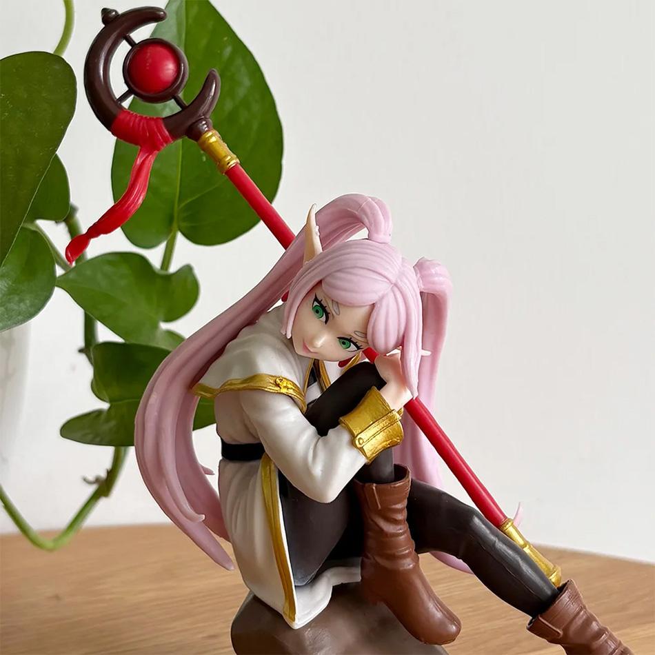 Frieren Beyond Journey's End Frieren Model Pink Hair with Staff PVC Action Figure Collectible Model Toy Present