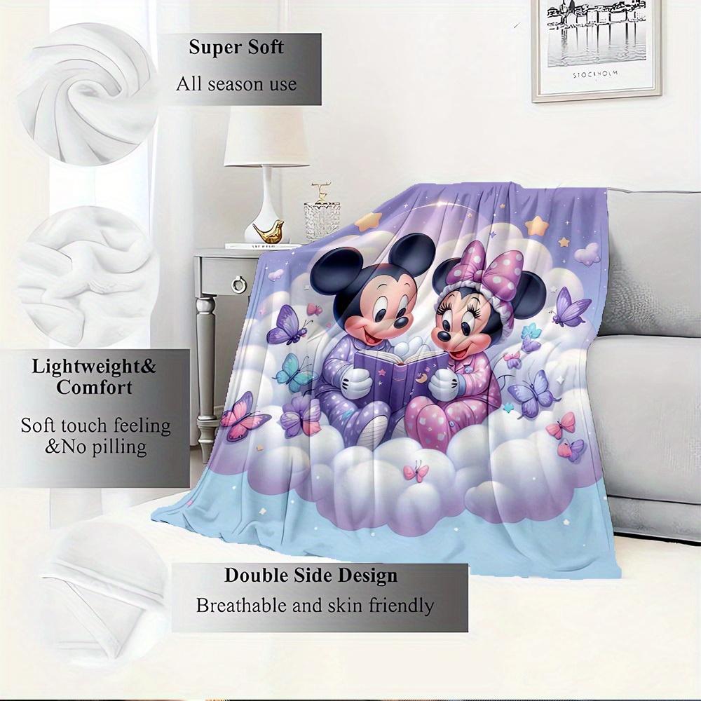 1pc Flannel Bedding Throw Blanket - Cute Mickey Mouse and Minnie Mouse Reading Book Design, Perfect